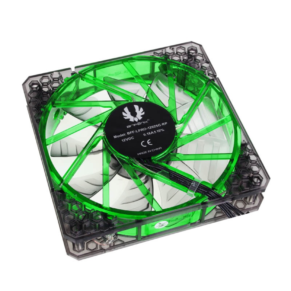 BitFenix Spectre PRO Fan - 120mm - Green LED - Black (1200rpm)