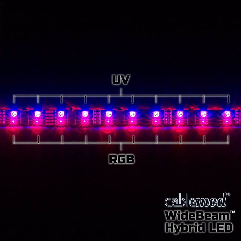 CableMod WideBeam Hybrid LED Strip 60cm - RGB/UV